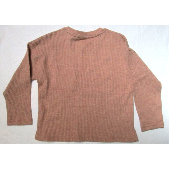 Cat & Jack Boy's Shirt Size 3T Brown Ribbed Knit Chest Pocket Long Sleeves - Picture 3 of 5